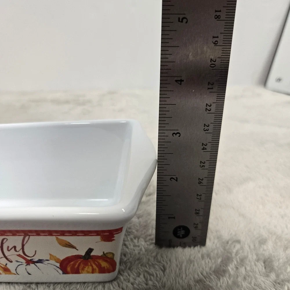 Royal Norfolk Harvest Mini Loaf Pan Grateful Pumpkin Stoneware 5